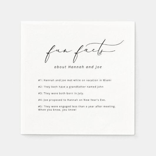 Spaß Fakten Moderne elegante Kalligraphie Hochzeit Serviette (Vorderseite)