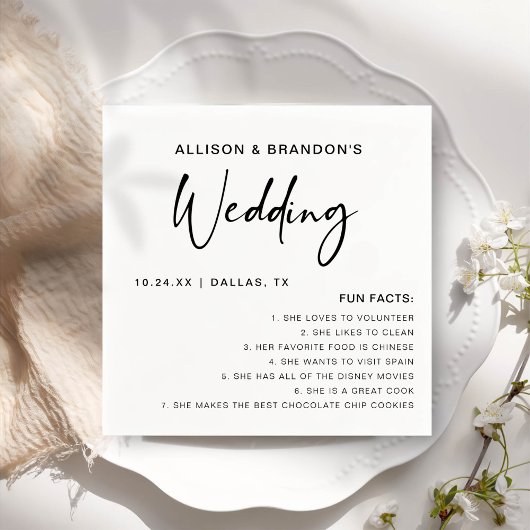 Spaß Fakten Moderne Minimalistische Hochzeit Napki Serviette