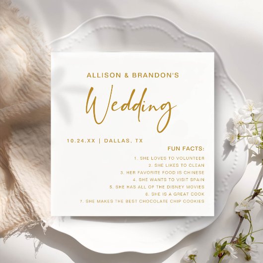 Spaß Fakten Moderne Minimalistische Hochzeit Napki Serviette