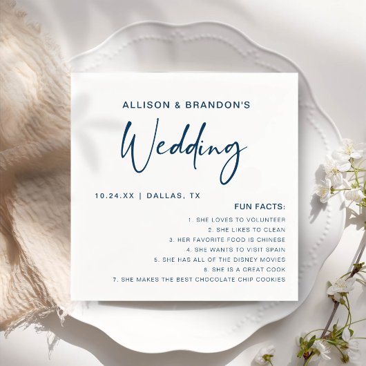 Spaß Fakten Moderne Minimalistische Hochzeit Napki Serviette