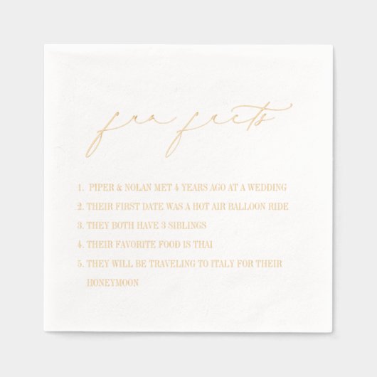 Spaß Fakten Moderne Minimalistische Hochzeit Servietten Mit Folie (Vorderseite)