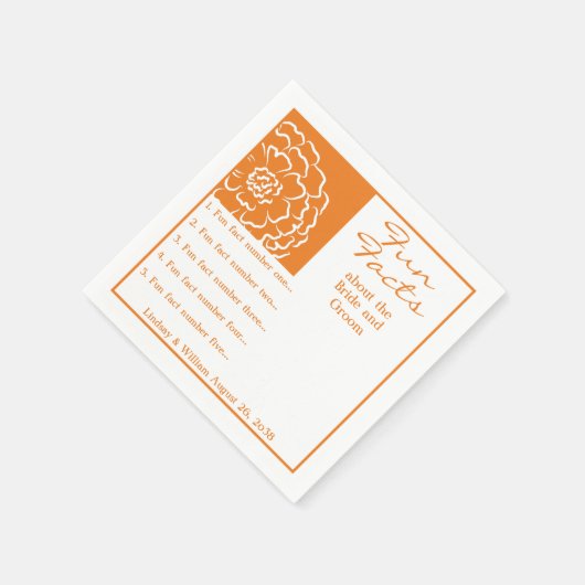 Spaß Fakten Orange Marigold Hochzeitempfehlung Serviette (Ecke)