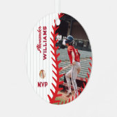 Spaß Fakten PERSONALISIERTES Foto Softball Basebal Ornament Aus Metall (Vorderseite links)