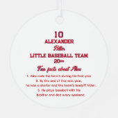 Spaß Fakten PERSONALISIERTES Foto Softball Basebal Ornament Aus Metall (Rückseite)