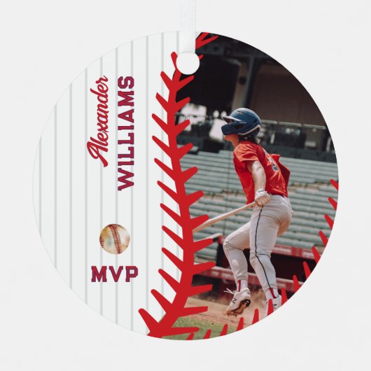 Spaß Fakten PERSONALISIERTES Foto Softball Basebal Ornament Aus Metall (Vorderseite)