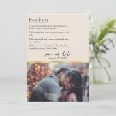 Spaß Fakten über das Bride & Groom Foto auf Cream Einladung (Stehend Vorderseite)
