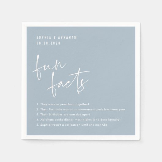Spaß Fakten über das Paar Light Blue Wedding Serviette (Vorderseite)