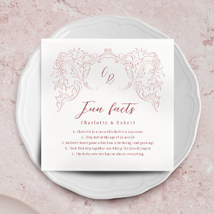Spaß Fakten Vintag Geblüht Monogramm Hochzeit Serviette