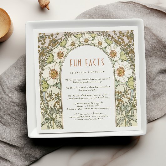 Spaß Fakten Vintage Jugendstil-Hochzeit Serviette