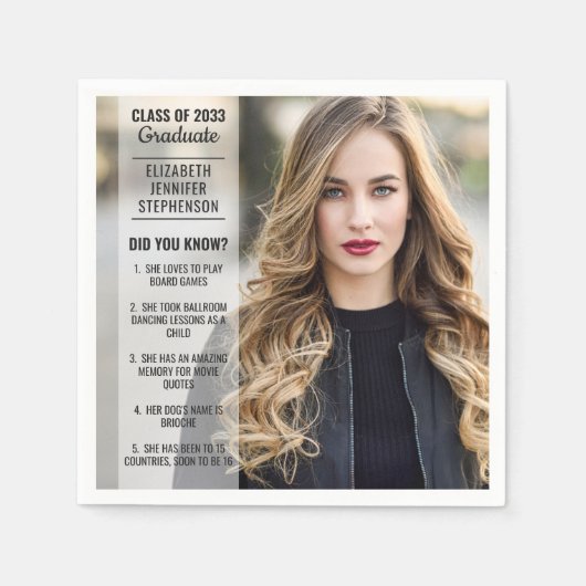 Spaß Fakten wussten Sie Abschluss Foto modern Serviette (Vorderseite)