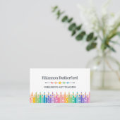 Spaß Farben Stifte & Sterne Lehrer Tutor Visitenkarte (Stehend Vorderseite)