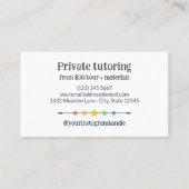 Spaß Farben Stifte & Sterne Lehrer Tutor Visitenkarte (Rückseite)