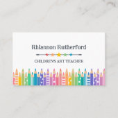 Spaß Farben Stifte & Sterne Lehrer Tutor Visitenkarte (Vorderseite)