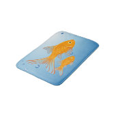 Spaß Farbenblauer und orangefarbener Goldfisch Badematte (Schrägansicht)