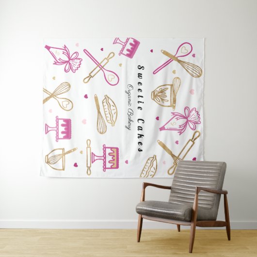 Spaß farbenfroh Backen & Kochen Hartnäckig Weiß & Wandteppich (Beispiel (Horizontal))