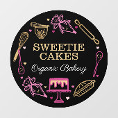 Spaß farbenfroh Backen & Kochen Utensil Schwarz & Fensteraufkleber (Blatt)