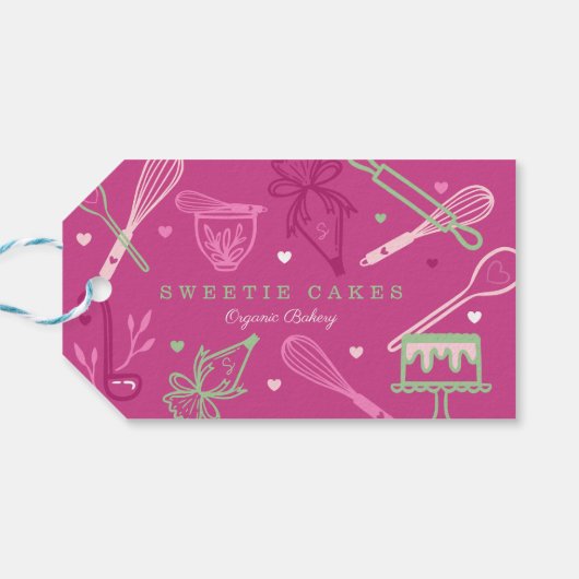 Spaß Farbenfroh Backen & Kochen Utensirosa Geschenkanhänger (Rückseite Horizontal)