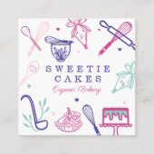 Spaß farbenfroh Backen & Kochen Utensiweiß Quadratische Visitenkarte (Vorderseite)