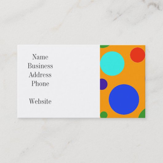 Spaß farbenfroh Big Polka Dots Blue Orange Green Visitenkarte (Vorderseite)