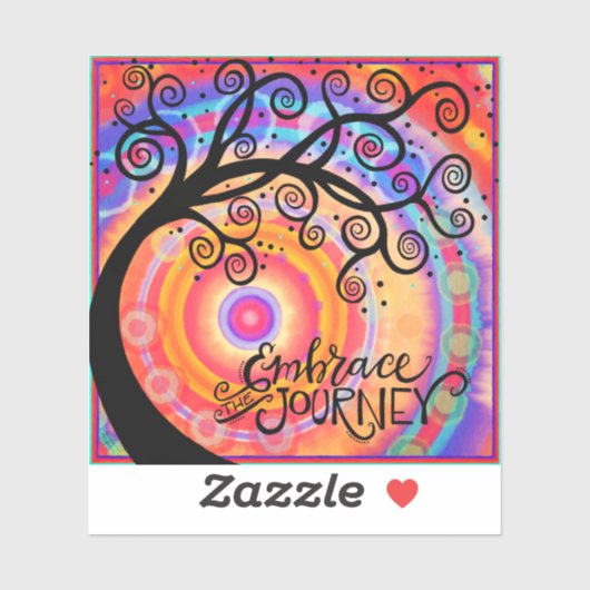 Spaß farbenfroh Embrace the Journey Tree Aufkleber (Blatt)