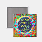 Spaß farbenfroh erster Versuch Zitat Floral Inspir Magnet (Vorderseite/Rückseite)