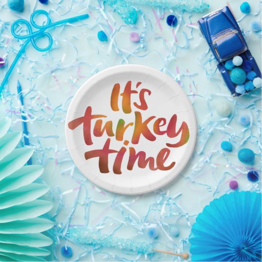 Spaß farbenfroh Es ist Türkei Zeit Erntedank Abend Pappteller (Party)