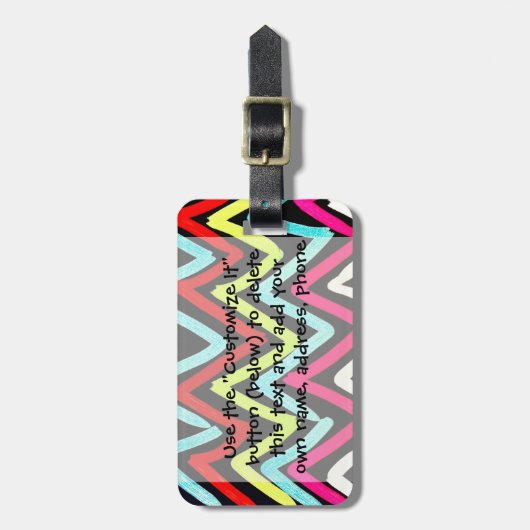 Spaß Farbenfroh gestrichen Zickzack Stamm ZigZag S Gepäckanhänger (Vorderseite vertikal)