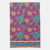 Spaß farbenfroh individuelles Zitat floral Geschirrtuch (Vertikal)