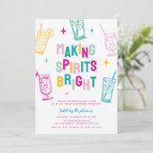 Spaß farbenfroh machen Spirituosen Helles Weihnach Einladung (Stehend Vorderseite)