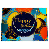 Spaß farbenfroh Multi Blue Circle Abstrakt Retro Große Geschenktüte (Vorderseite)