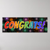 Spaß, Farbenfroh, Regenbogen "GLÜCKWÜNSCHE!" + Feu Poster (Vorne)