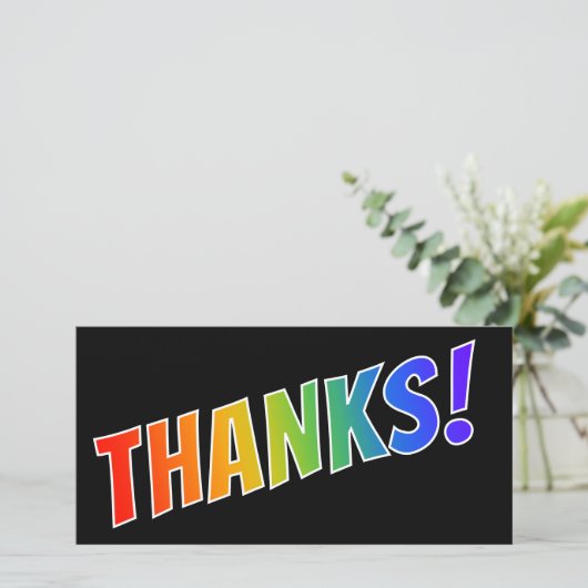 Spaß, farbenfroh, Regenbogen sehen "DANKE!" Dankeskarte (Stehend Vorderseite)