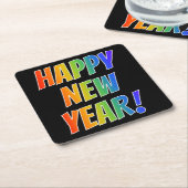 Spaß, farbenfroh, Regenbogenspektrum "GLÜCKLICH NE Rechteckiger Pappuntersetzer (angewinkelt)