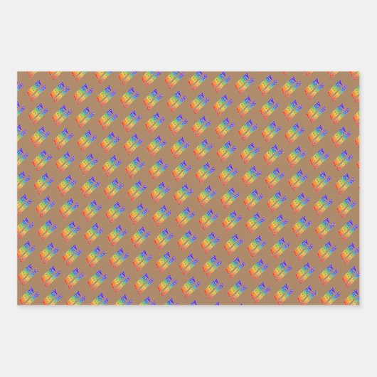 Spaß, farbenfroh, Regenbogenspektrum "MERRY CHRIST Geschenkpapier Set (Vorderseite 3)