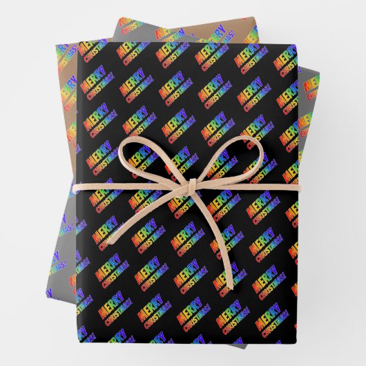 Spaß, farbenfroh, Regenbogenspektrum "MERRY CHRIST Geschenkpapier Set (Beispiel)