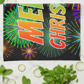 Spaß, farbenfroh, Regenbogenspektrum "MERRY CHRIST Geschirrtuch (Gefaltet)