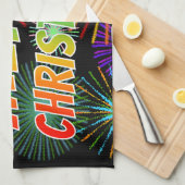 Spaß, farbenfroh, Regenbogenspektrum "MERRY CHRIST Geschirrtuch (Viertel Falte)