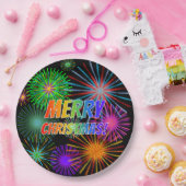 Spaß, farbenfroh, Regenbogenspektrum "MERRY CHRIST Pappteller (Party)