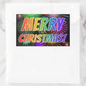 Spaß, farbenfroh, Regenbogenspektrum "MERRY CHRIST Rechteckiger Aufkleber (Tasche)