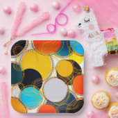 Spaß farbenfroh Retro Abstrakt Freeform Party 9" Pappteller (Party)