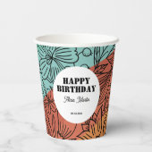 Spaß farbenfroh Retro Groovy Rainbow Floral Geburt Pappbecher (Rückseite)