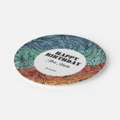 Spaß farbenfroh Retro Groovy Rainbow Floral Geburt Pappteller (Schrägansicht)