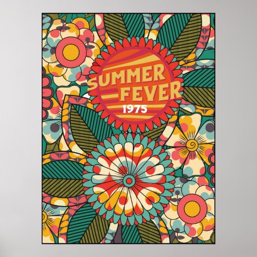 Spaß farbenfroh Retro Sommer Fieber floral Poster (Vorne)