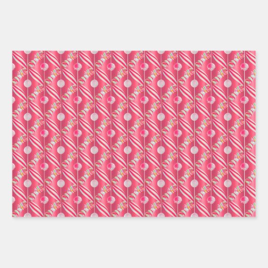 Spaß farbenfroh rosa Candy Thema Geschenkpapier Set (Vorderseite)