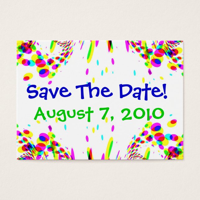 Spaß farbenfroh Save the Date! Karte (Vorderseite)