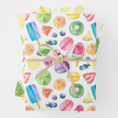 Spaß farbenfroh Tutti Fruitti Tropical Geschenkpapier Set (Beispiel)