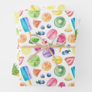 Spaß farbenfroh Tutti Fruitti Tropical Geschenkpapier Set