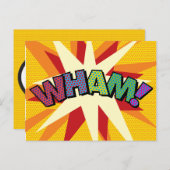 Spaß farbenfroh WHAM Personalisierte Sprechblase Ankündigungspostkarte (Vorne/Hinten)