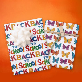 Spaß farbenfroh zurück zur Schule Wasserfarbenblen Geschenkpapier Set