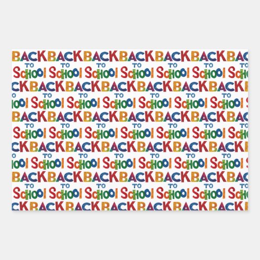 Spaß farbenfroh zurück zur Schule Wasserfarbenblen Geschenkpapier Set (Vorderseite)